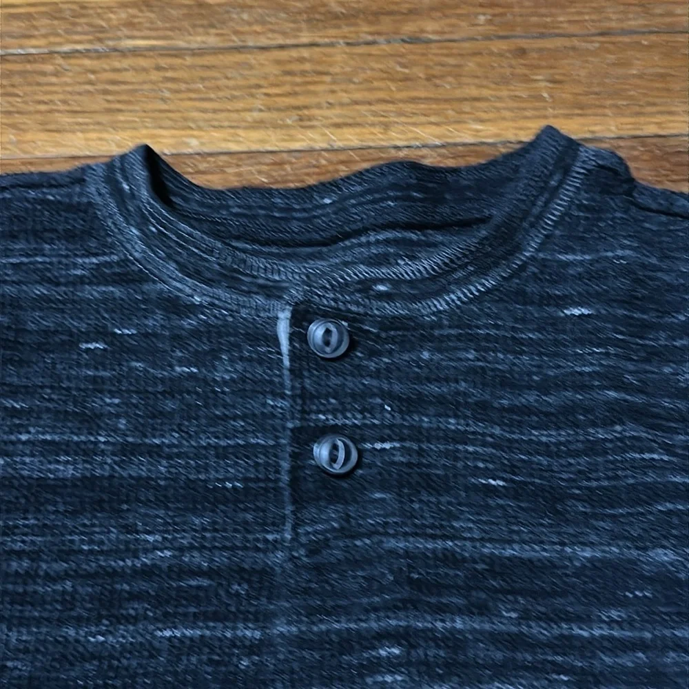 Arizona Jean Company Kids Black Long Sleeve Thermal Henley Top, XS (6/7)